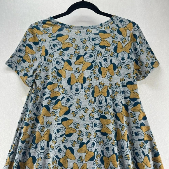 LuLaRoe Dress Size XS Carly Swing Minnie Mouse Short Sleeve Hi Low Stretch Gray - Picture 5 of 11